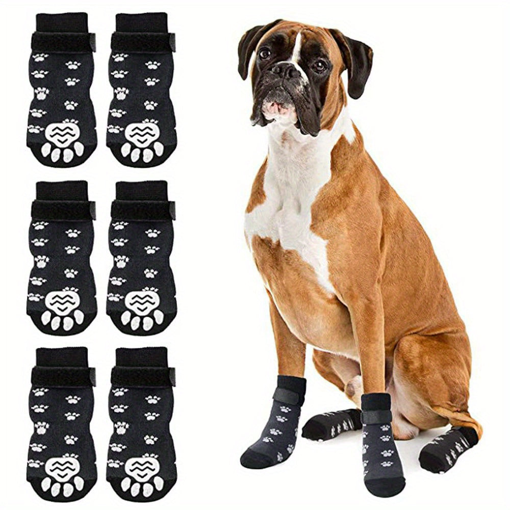 Protect Your Pet's Paws With These Non-Slip Outdoor Socks - 4pcs For Dog & Cat!