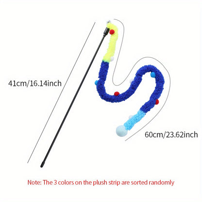 Interactive Cat Teaser Toy - Soft Plush Strip With Teasing Stick For Kitten Play - Pet Supplies For Fun And Exercise