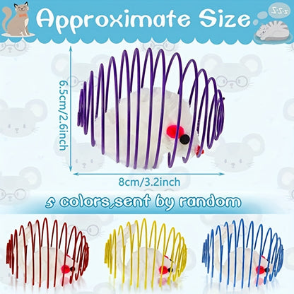 3pcs Colorful Spring Toy Set - Keep Your Cat Entertained With Interactive Rolling Balls & Mouse Toys