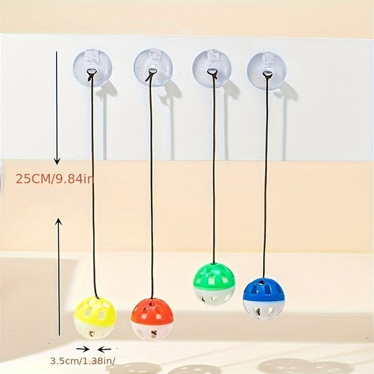 Hanging Cat Toy with Suction Cup – Colorful Bell Balls for Self-Play (Random Colors)